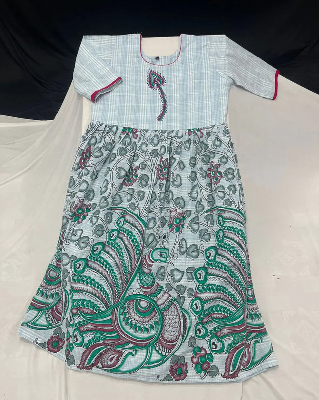 Cotton Long Frock with Lavender Grey Colour