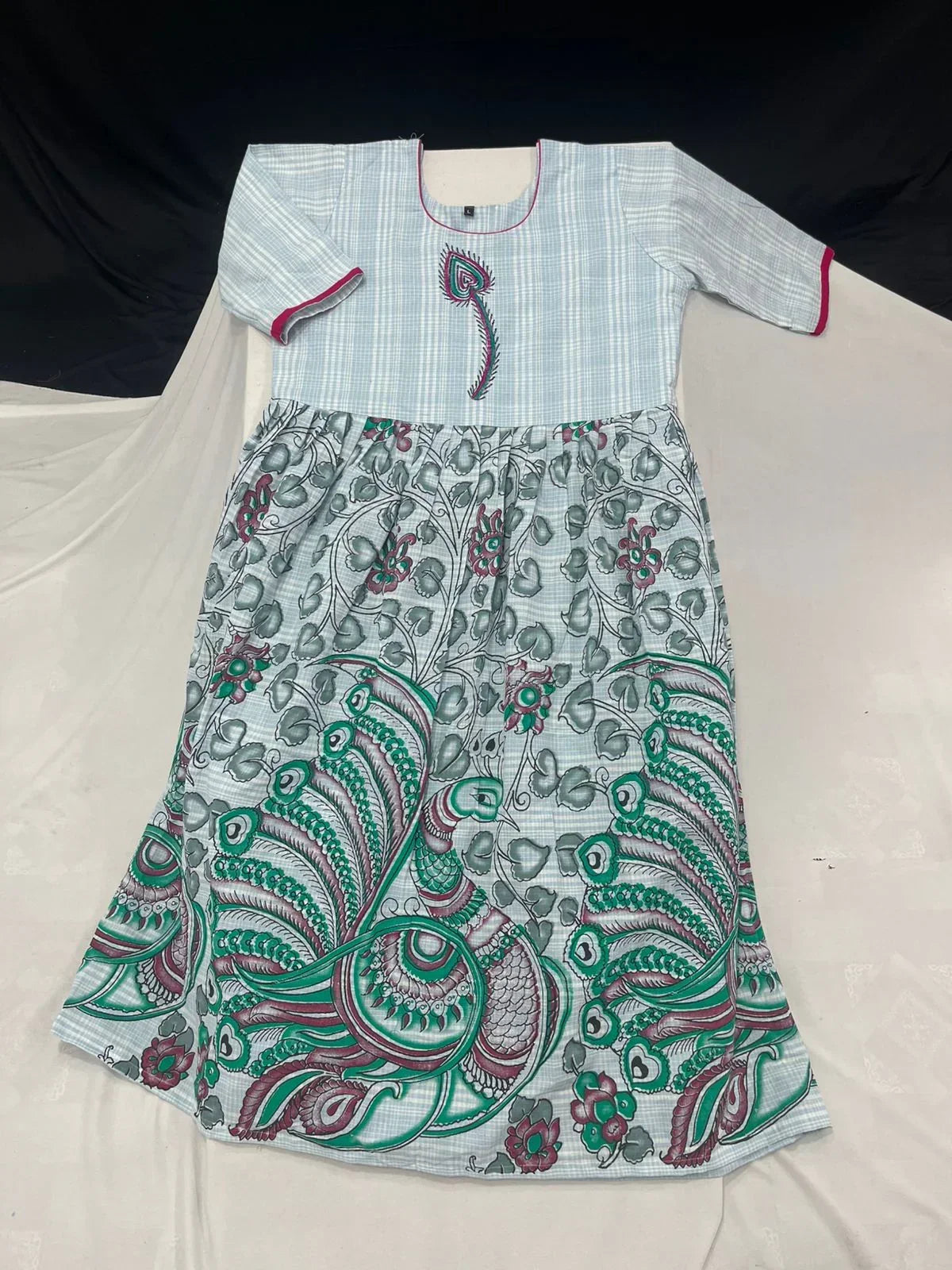 Cotton Long Frock with Lavender Grey Colour
