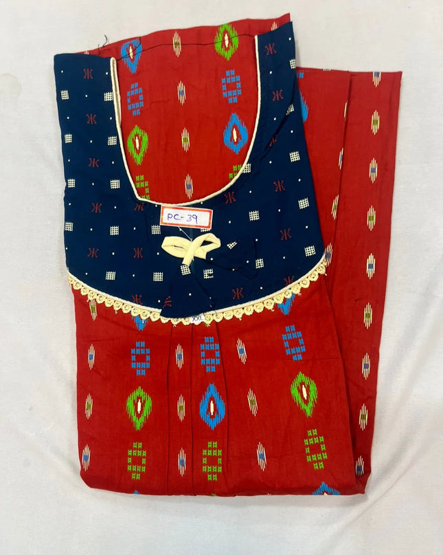 Navy Blue & Crimson Red colour Floral design printed Round neck cotton nighty for ladies nightwear women night gown