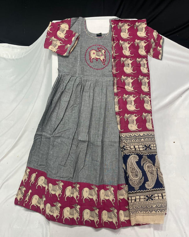 Premium 2-Piece Frock Set Gray Colour – Bhavana Originals Exclusive
