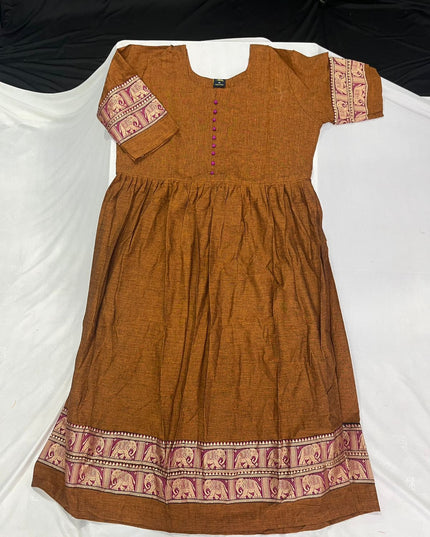 Narayanpet Frock with Brown Colour half lining