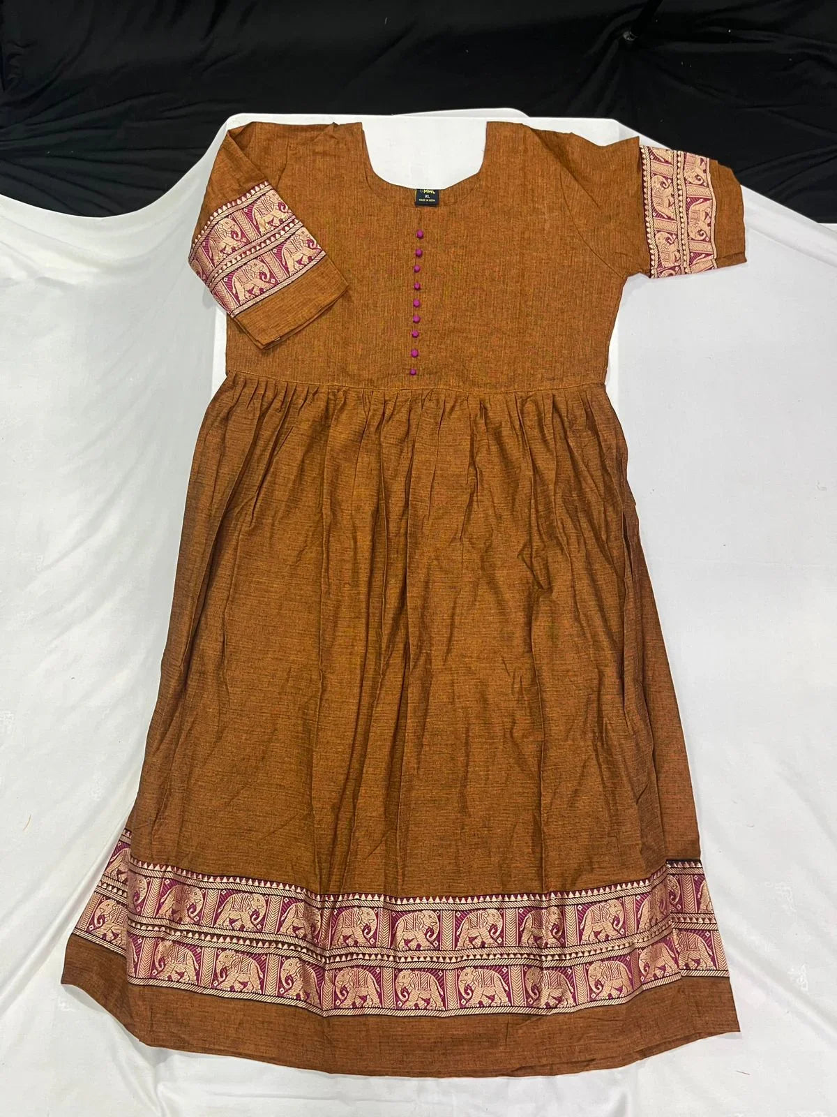 Narayanpet Frock with Brown Colour half lining