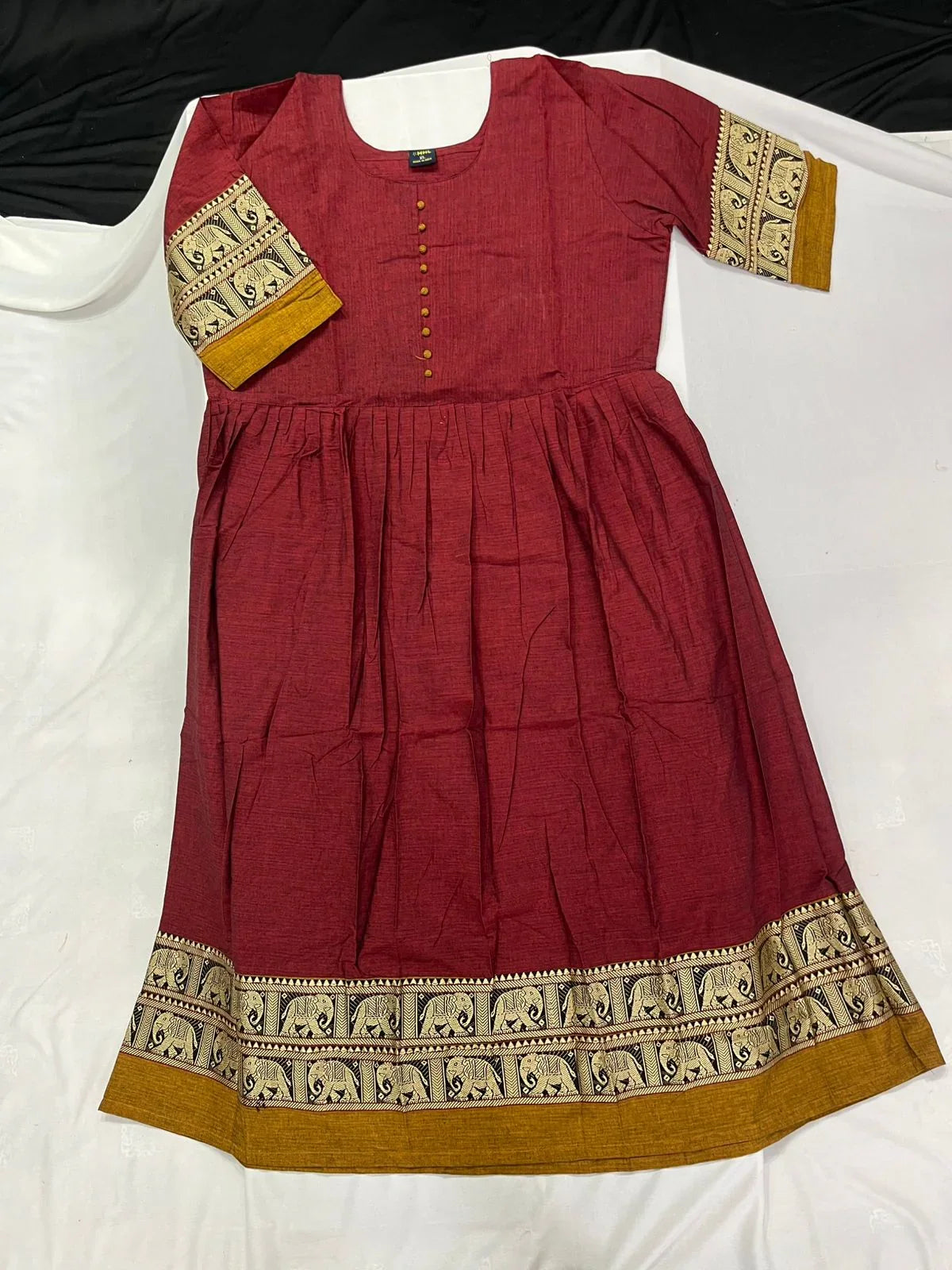Narayanpet Frock with Maroon Colour half lining