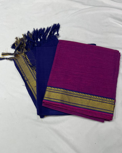 Mangalagiri Dress Material with thread border Purple colour
