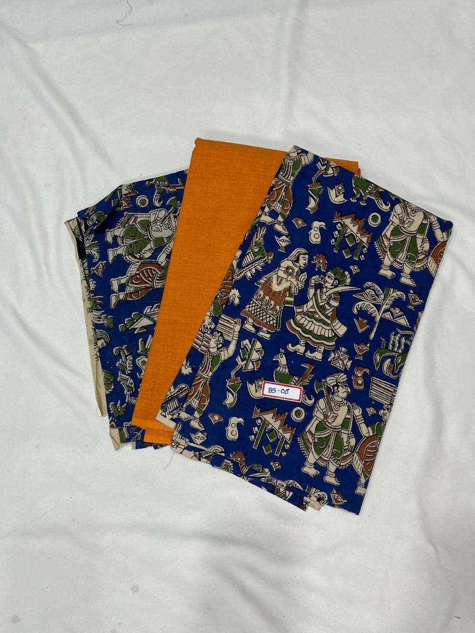 Kalamkari Dress Material – Plain Bronze Top & Bottom with Kalamkari Dupatta