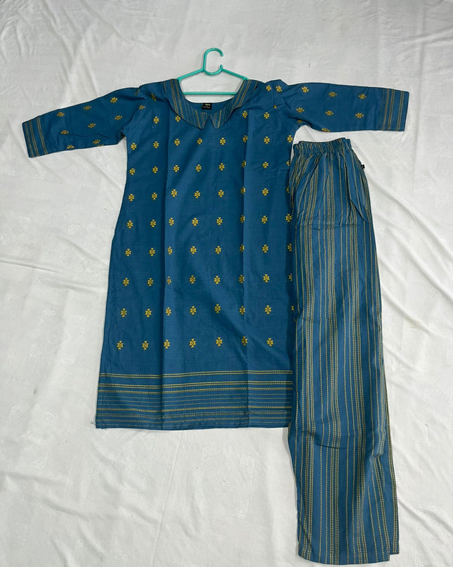 Premium Cotton Wooven Co-ord Set with Blue Colour
