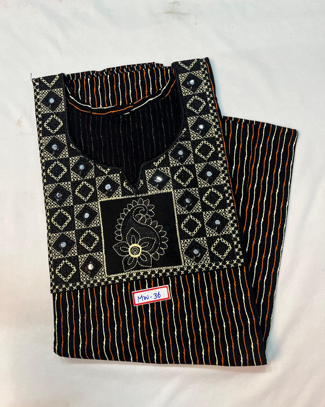 Mirror Finish Cotton Nighty with Free Style Size Black Colour