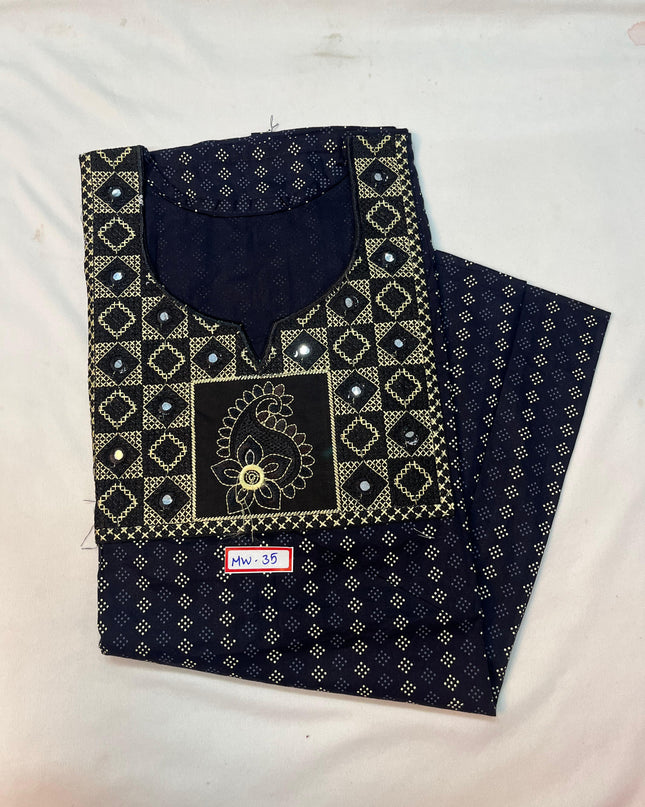 Mirror Finish Cotton Nighty with Free Style Size Blue Colour