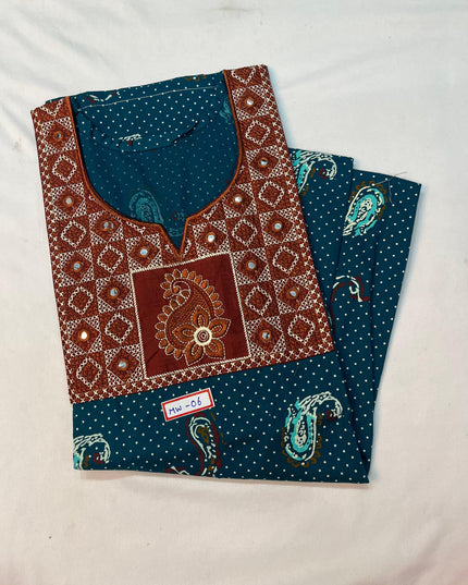 Mirror Finish Cotton Nighty with Free Style Size Green Colour