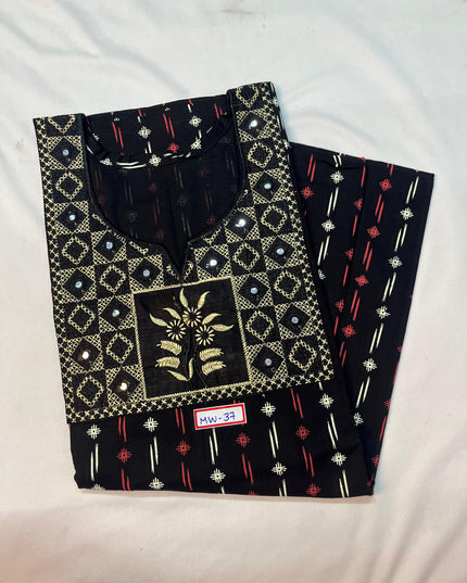 Mirror Finish Cotton Nighty with Free Style Size Black Colour