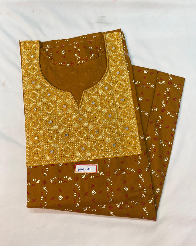 Mirror Finish Cotton Nighty with Free Style Size Bronze Colour