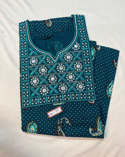 Mirror Finish Cotton Nighty with Free Style Size Blue Colour