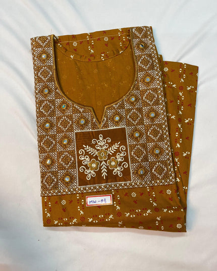 Mirror Finish Cotton Nighty with Free Style Size Bronze Colour