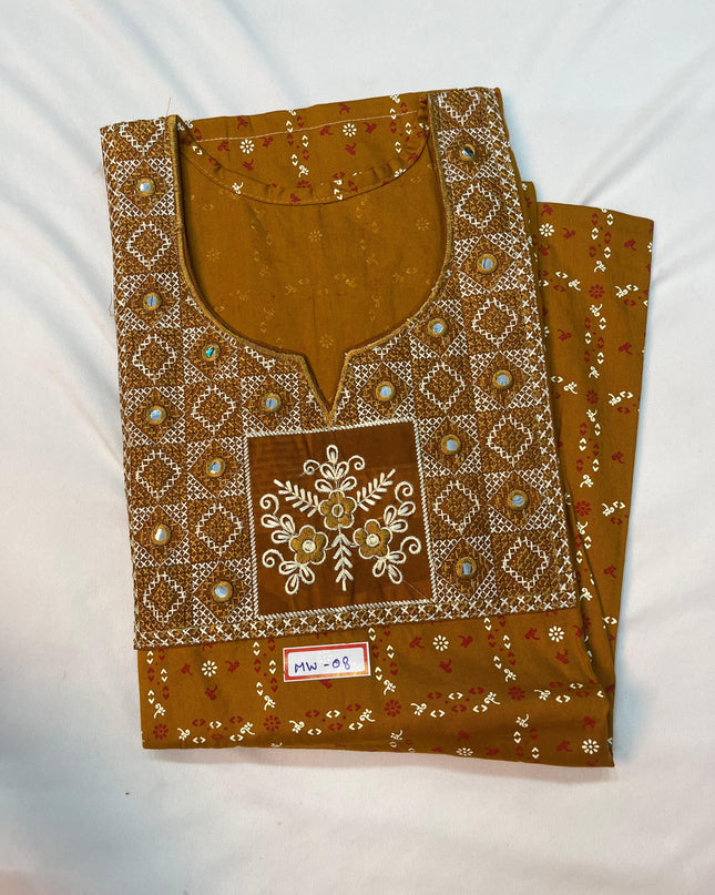 Mirror Finish Cotton Nighty with Free Style Size Bronze Colour