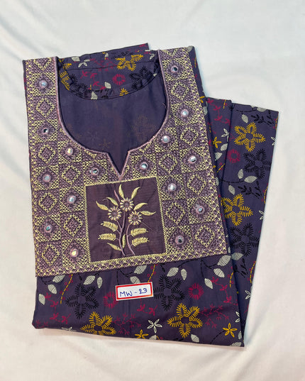 Mirror Finish Cotton Nighty with Free Style Size Light Grape Colour