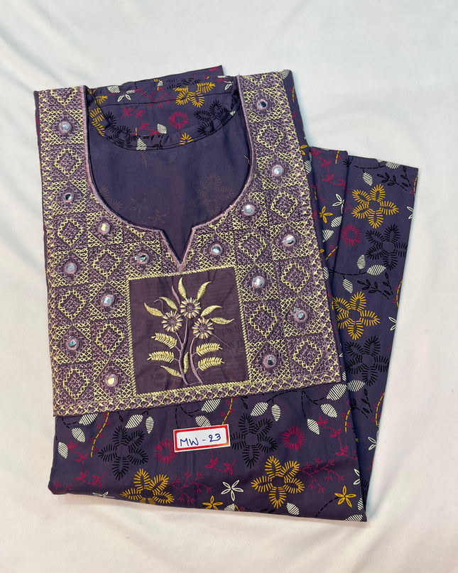 Mirror Finish Cotton Nighty with Free Style Size Light Grape Colour