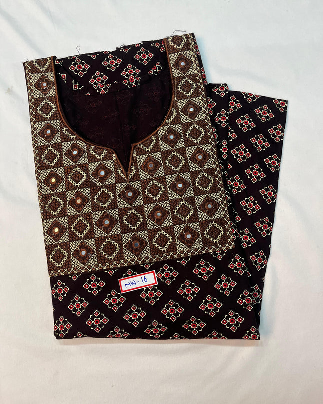 Mirror Finish Cotton Nighty with Free Style Size Brown Colour