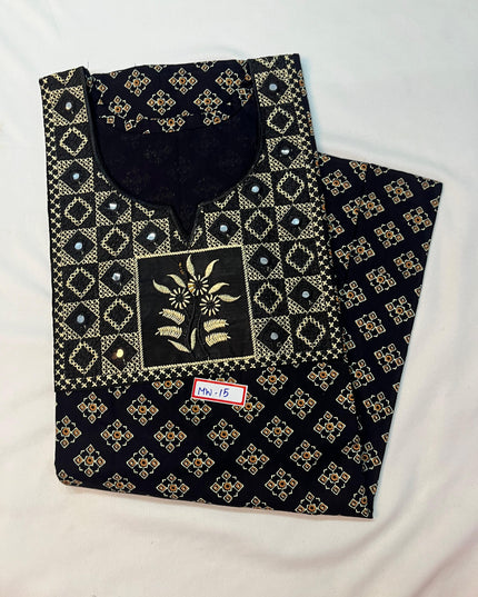 Mirror Finish Cotton Nighty with Free Style Size Black Colour