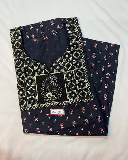 Mirror Finish Cotton Nighty with Free Style Size Blue Colour