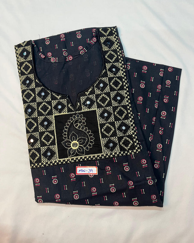 Mirror Finish Cotton Nighty with Free Style Size Blue Colour