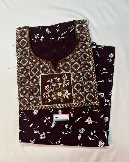 Mirror Finish Cotton Nighty with Free Style Size Maroon Colour