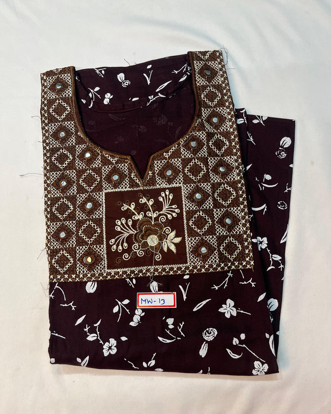 Mirror Finish Cotton Nighty with Free Style Size Maroon Colour