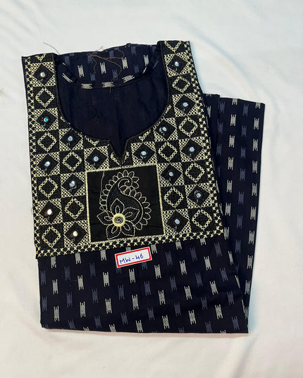 Mirror Finish Cotton Nighty with Free Style Size Black Colour