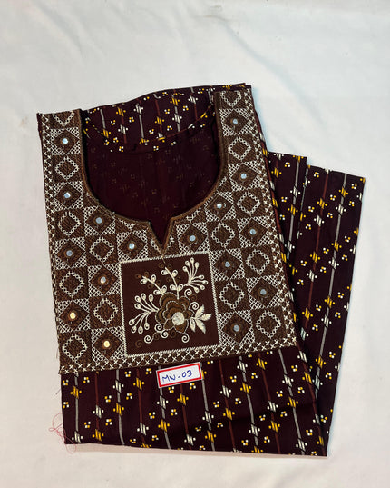 Mirror Finish Cotton Nighty with Free Style Size Brown Colour