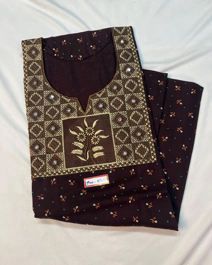 Mirror Finish Cotton Nighty with Free Style Size Burgundy Colour