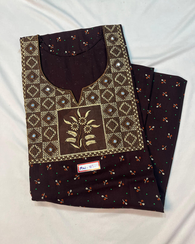 Mirror Finish Cotton Nighty with Free Style Size Burgundy Colour