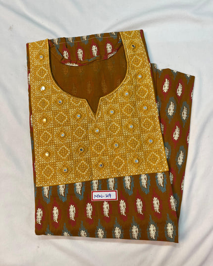 Mirror Finish Cotton Nighty with Free Style Size Brown Colour