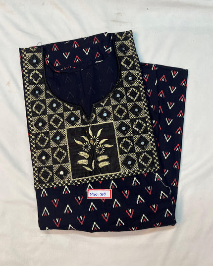 Mirror Finish Cotton Nighty with Free Style Size Dark Blue Colour