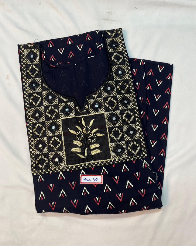 Mirror Finish Cotton Nighty with Free Style Size Dark Blue Colour