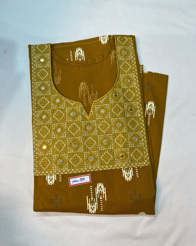 Mirror Finish Cotton Nighty with Free Style Size Olive Colour