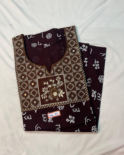 Mirror Finish Cotton Nighty with Free Style Size Brown Colour