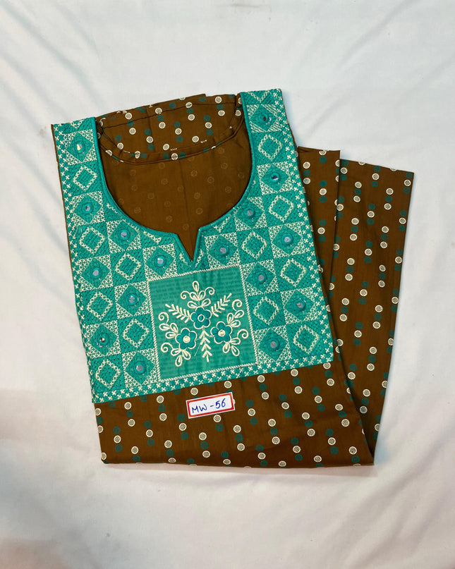 Mirror Finish Cotton Nighty with Free Style Size Rust Colour