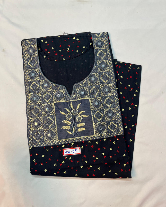 Mirror Finish Cotton Nighty with Free Style Size Dark Blue Colour