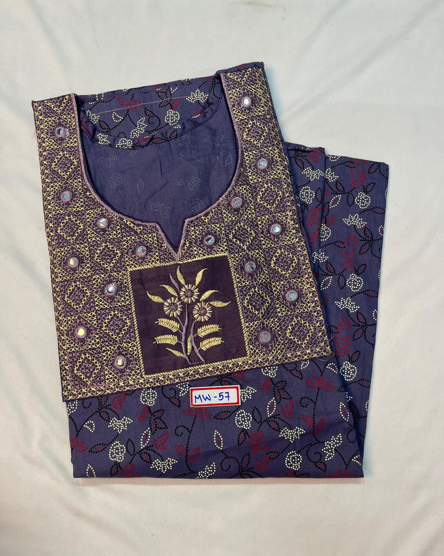 Mirror Finish Cotton Nighty with Free Style Size Brinjal Colour