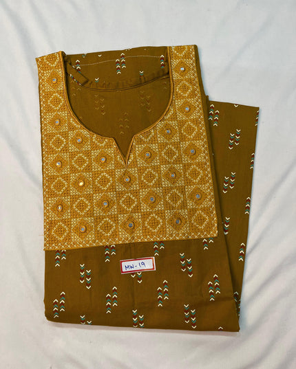 Mirror Finish Cotton Nighty with Free Style Size Rust Colour