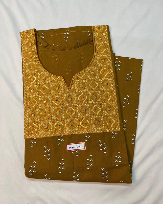 Mirror Finish Cotton Nighty with Free Style Size Rust Colour