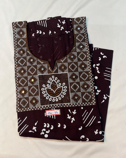 Mirror Finish Cotton Nighty with Free Style Size Dark Maroon Colour