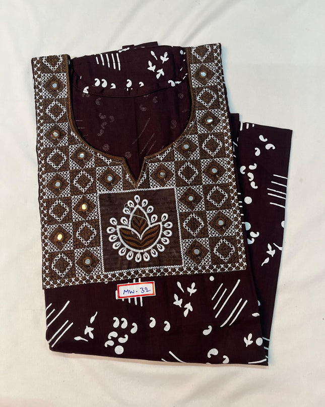 Mirror Finish Cotton Nighty with Free Style Size Dark Maroon Colour