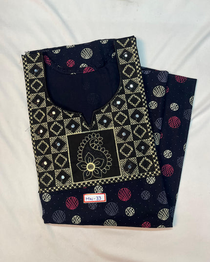 Mirror Finish Cotton Nighty with Free Style Size Dark Blue Colour