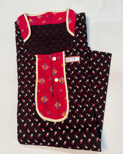 Free Style Collar Nighty with Buttons – Chocolate Brown