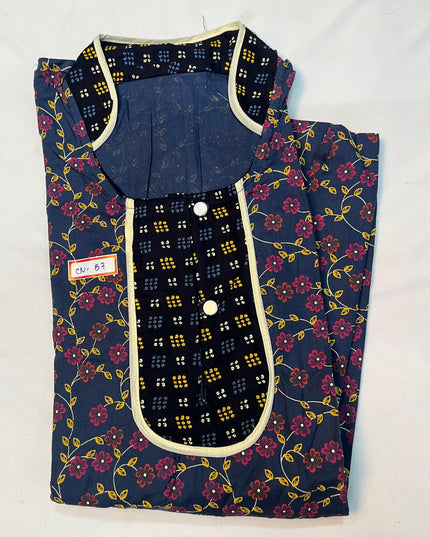 Free Style Collar Nighty with Buttons – Brinjal Colour