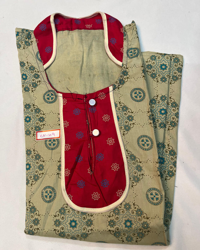 Free Style Collar Nighty with Buttons – Biscuit Colour