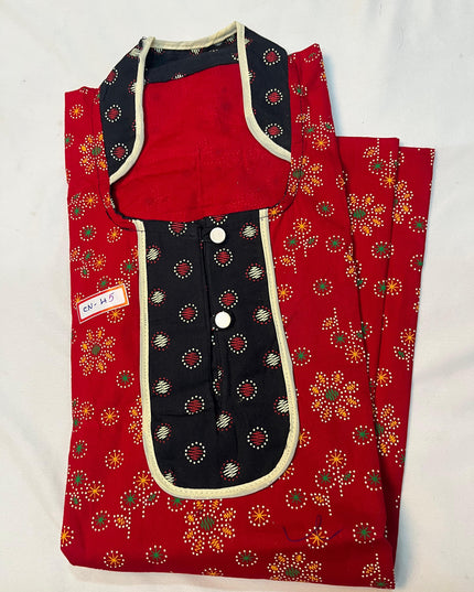 Free Style Collar Nighty with Buttons – Red Colour