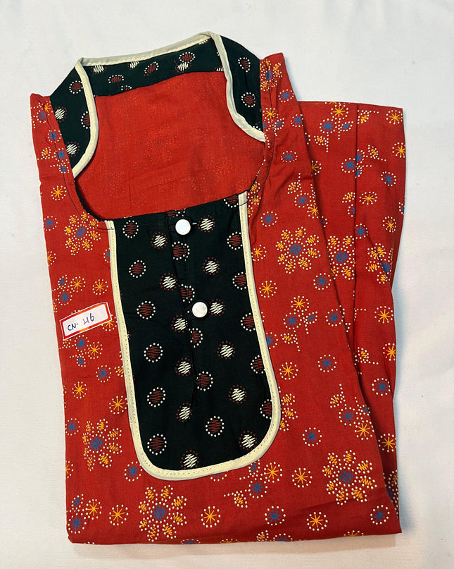 Free Style Collar Nighty with Buttons – Maroon Colour