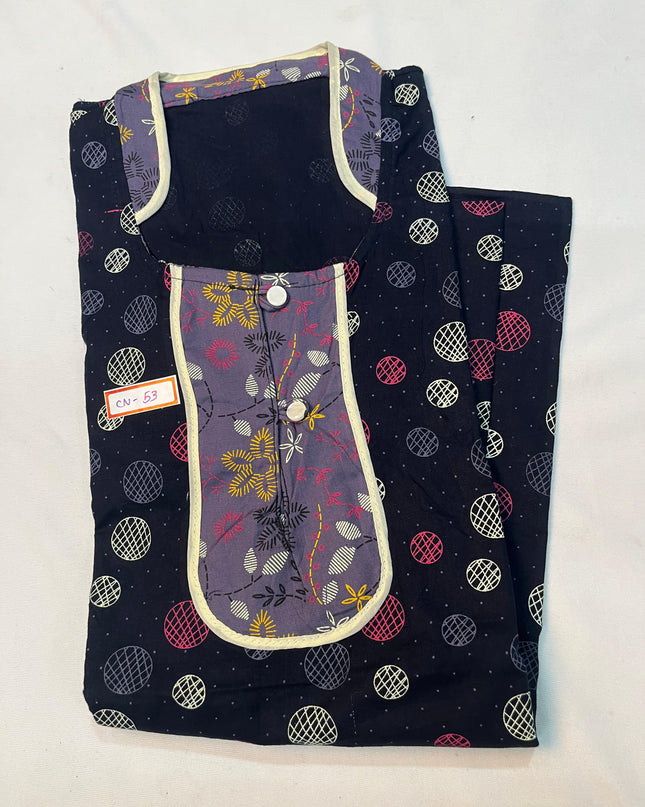 Free Style Collar Nighty with Buttons – Dark Blue Colour
