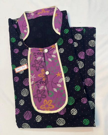 Free Style Collar Nighty with Buttons – Black Colour